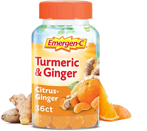 Emergen-C Citrus-Ginger Gummies, Turmeric and Ginger, Immune Support Natural Flavors with High Potency Vitamin, Turmeric, Ginger, 36 Count