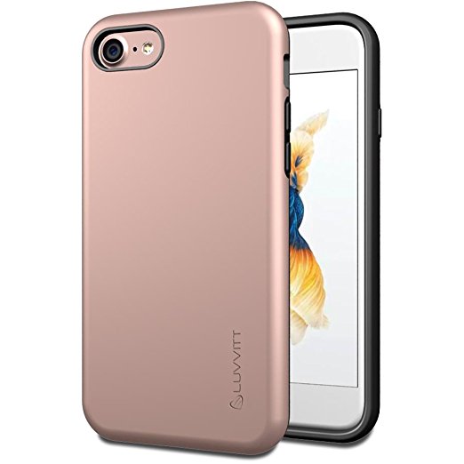 iPhone 7 Case, LUVVITT [Super Armor] Shock Absorbing Case Best Heavy Duty Dual Layer Tough Cover for Apple iPhone 7 - Rose Gold