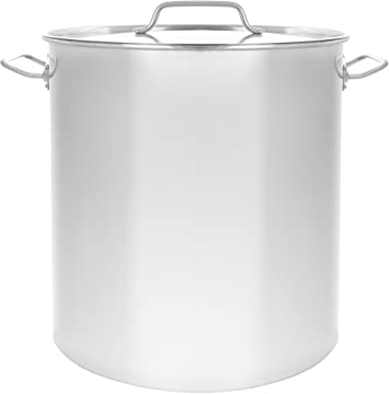 CONCORD Polished Stainless Steel Stock Pot Brewing Beer Kettle Mash Tun w/ Flat Lid (120 QT)