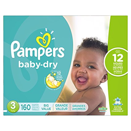 Pampers Baby-Dry Disposable Diapers Size 3, 160 Count, ECONOMY