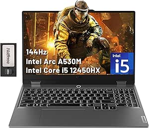 Lenovo LOQ 15.6" 144Hz FHD Gaming Laptop, Intel i5-12450HX, Intel Arc A530M Graphics, 16GB DDR5, 1TB SSD, Backlit Keyboard, Webcam, Wi-Fi 6, Bluetooth, Win 11 Pro, Grey, 128GB Docking Station Set