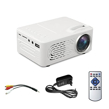 iDeer LCD Mini Projector,Multimedia Portable Home Theater Projector Support 16:9&4:3 Full HD 1080P,USB,AV,TF Card for 25”-80” Indoor/Outdoor Theater,KTV,Cinema,TVs,Laptops,Games.White-03002
