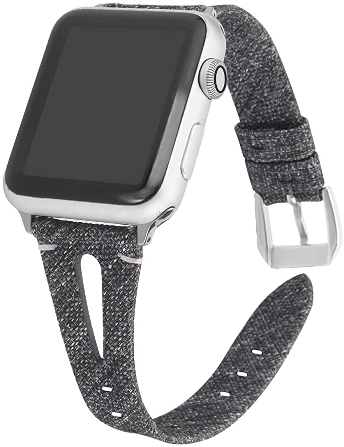 Somoder Slim Woven Bands Compatible with Apple Watch Band 38mm 40mm, Soft Cloth Fabric Canvas Strap Replacement for iWatch Series 5/4/3/2/1 Women, 12 Months Warranty