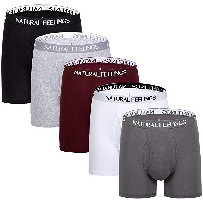 Natural Feelings Mens Boxer Briefs Anti-Microbial Classic Cotton Men's Underwear