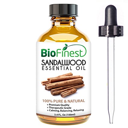 BioFinest Sandalwood Oil - 100% Pure Sandalwood Essential Oil - Premium Organic - Therapeutic Grade - Aromatherapy - Clarity/Calmness - Meditation and Prayer - FREE E-Book and Dropper (100ml)