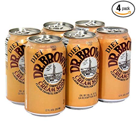 Dr. Brown Soda Cream Soda Diet 6 pack, 12-ounces (Pack of4)