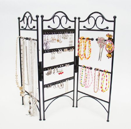 Mango Steam 3-Panel Organizer for Hanging Earrings Bracelets and Necklaces Black