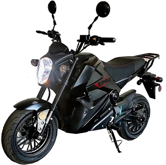 X-PRO 2000W Automatic Transmission Electric Motorcycle with Electric Start! Dual Headlights! Big 12" Wheels! (Black)