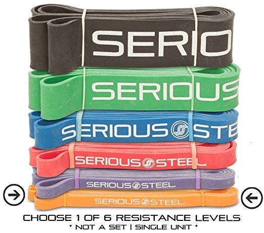 Serious Steel Assisted Pull-Up Band, Resistance & Stretch Band | Powerlifting Bands | Pull-up and Band Starter e-Guide INCLUDED (Single unit) 41-inch