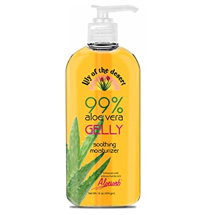 Lily of the Desert Aloe Vera Gelly, Made from Certified Organic Pure Aloe Vera Leaf Juice, Naturally Hydrating & Soothing Moisturizer for Face & Body, Cools Sensitive Skin after Sun Exposure, 16 Fl Oz