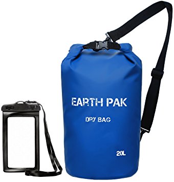 Earth Pak -Waterproof Dry Bag - Roll Top Dry Compression Sack Keeps Gear Dry for Kayaking, Beach, Rafting, Boating, Hiking, Camping and Fishing with Waterproof Phone Case