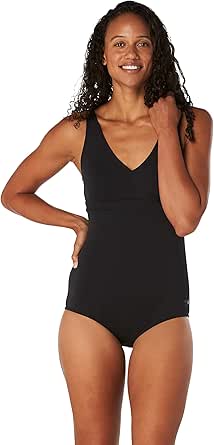 Speedo Women's Swimsuit One Piece V-Neck Strappy Back Contemporary Cut