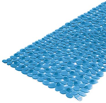 Splash Rocks Anti-Slip Bath Mat 15.5" x 35" Cushioned Textured in Blue