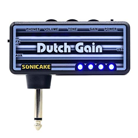 SONICAKE Guitar Headphone Amp Plug-In Dutch Gain w/h Chorus & Reverb Effects & Modern Distortion Hi-Gain Tone (USB Chargable, Fit on Strat)