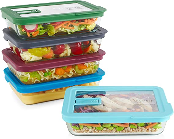 Pyrex No Leak 3 Cup Meal Prep Storage Set, 10-piece