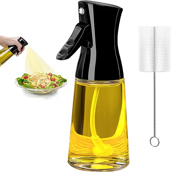 Glass Oil Sprayer for Cooking, 180ml Olive Oil Sprayer Bottle with Brush, Olive Oil Spray Mister, Kitchen Gadgets Accessories for Air Fryer, Canola Oil Spritzer