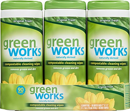 Green Works Compostable Cleaning Wipes, Original Fresh, 90 Count (Packaging May Vary)