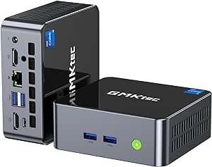 GMKtec Mini PC Intel i5-12450H(Turbo 4.4 GHz) 32GB DDR4 1TB M.2 NVMe SSD, Windows 11 Pro Mini Computers, USB 3.2, Type-C/WiFi 6, BT5.2, RJ45 2.5G/ 4K Triple Display Desktop PC