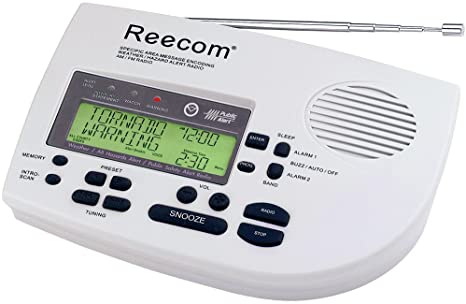 Unique 185 Hours Back-up Battery Life Time (Standby), 24 Siren Volume, EOM Detection, Display Event Message and Effective Time at a Glance, Reecom R-1650D Same Weather Radio with AM/FM (Light Grey)