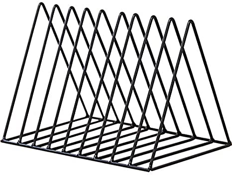 Triangle File Folder Racks and Magazine Holder,10 Lattice Metal Newspaper Holder Magazine File Storage for Office Home Decoration,Black by Cq acrylic