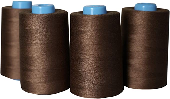 4 Pack of 6000 Yards(24000 Total) Serger Sewing Thread All Purpose Polyester Spools overlock Cone (4 x 6000 Yards Brown)
