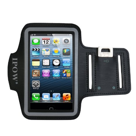 IPOW iPhone 5/5s/5c iPod Touch 5 Sweat Resistant Neoprene Sport Armband Belt Strap Band Sleeve Case Cover Pouch   Key Holder for Running Jogging Gym Cycling Workout