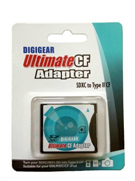 Digigear SDXCF SD SDHC SDXC to CF Type II Extreme/Ultimate Compact Flash Card Adapter, Note Not for CF Type One Slot