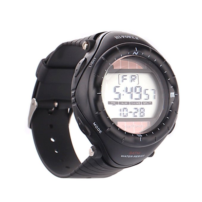 HDE Men's Solar Power Water Resistant Digital Chronograph Stopwatch Sports Watch