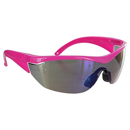 Safety Girl SC-282-PNK-BLUMIR Navigator Safety Glasses, Polycarbide, One Size, Pink Frame, Blue Mirror Lens