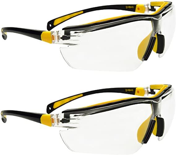 ROAR Clear Premium Safety Glasses Anti-Fog Lens UV Protection, Adjustable Earpiece ,2-pack