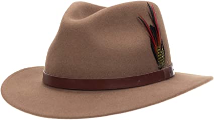 Fedora for Men Women Wool Felt Panama Hat Classic Wide Brim with Feather Vintage