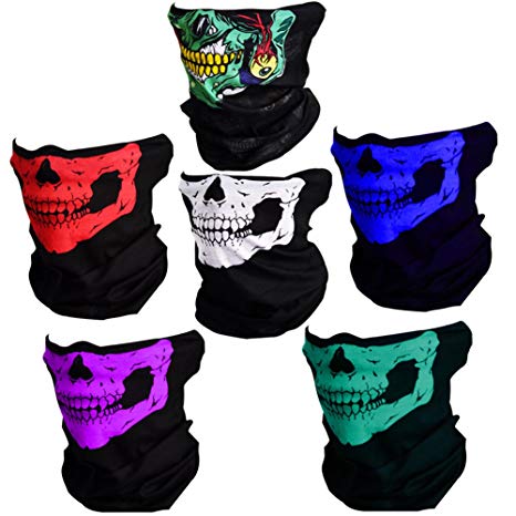 CIKIShield Couples Seamless Skull Face Tube Mask Black (6pcs-Color Set-A)