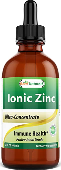 Best Naturals Ionic Liquid Zinc - Immune Support - High Bioavailability - Glass Bottles 2 OZ (60ml)