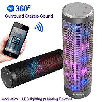 [UPGRADED] Portable Bluetooth Light Speakers - LUOOV Hi-Fi Portable Wireless Bluetooth Light up Speakers with 6 Pulse Colorful LED Light Modes Built-in Mic Handsfree Function(Black)