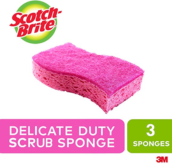 Scotch-Brite Scrub Sponge, 3 Pack, Delicate Care, Extra Gentle Dish Scrubber