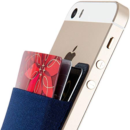Card Holder, Sinjimoru Stick-on Wallet functioning as iPhone Wallet Case, iPhone case with a card holder, Credit Card Wallet, Card Case and Money Clip. For Android, too. Sinji Pouch Basic 2, Navy.