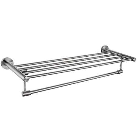 KES SUS 304 Bathroom Shelves Towel Rack with FoldingSwivel Towel Bar Bath Storage Hanging Organizer 22-Inch Contemporary Hotel Style Wall Mount Brushed Finish A2115-2