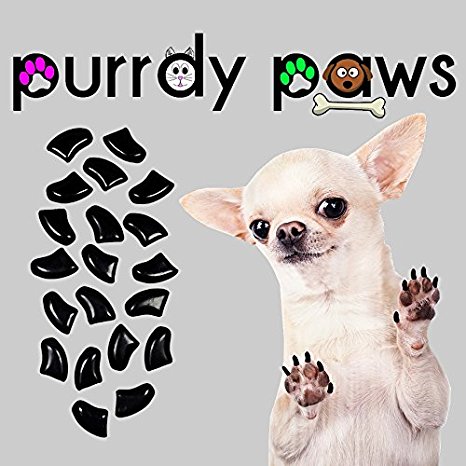 Soft Nail Caps For Dog Claws BLACK Purrdy Paws Brand
