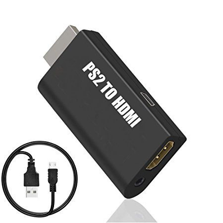 PS2 to HDMI Converter Adapter, Tomjoy Video Converter PS2 to HDMI Converter with 3.5mm Audio Output for HDTV HDMI Monitor Supports All PS2 Display Modes