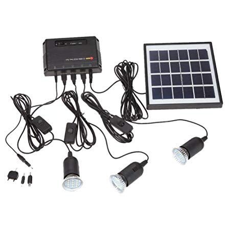 SODIAL(R) Outdoor Solar Power Led Lighting Bulb Lamp System Solar Panel Home System Kit