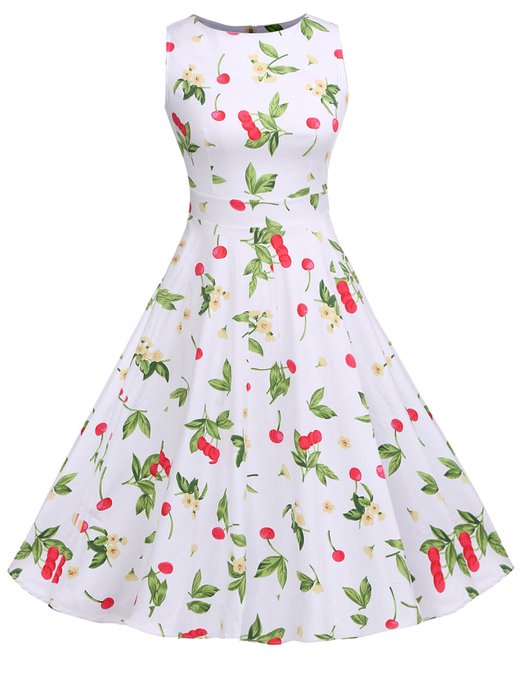 ACEVOG Vintage 1950's Floral Spring Garden Party Picnic Dress Party Cocktail Dress