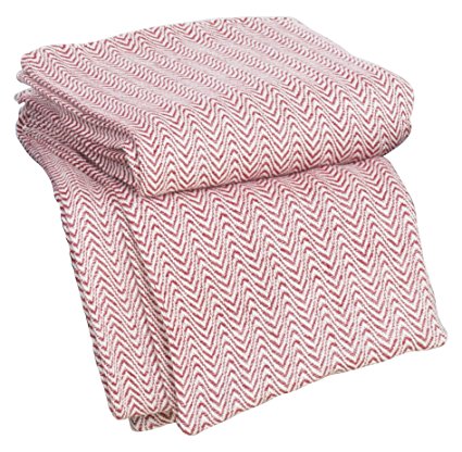 Lavish Home Chevron 100Percent Egyptian Cotton Blanket - King - Brick