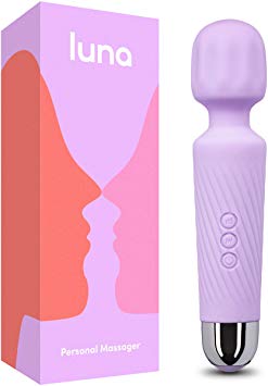 Luna Magic Wand Massager - Rechargeable Clitoral Waterproof Vibrator - 20 Patterns & 8 Intensities – Handheld, Quiet, Small, Powerful - Dildo Sex Toy for Couples, Men, Women & Females - Purple