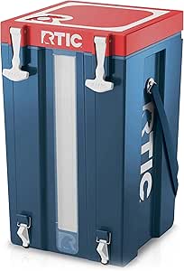 RTIC Halftime Water Cooler 6 Gallon Portable Carrier Container, Drink Beverage Dispenser, Stackable with 2 Taps, Bottleless, BPA-Free, for Sports, Camping, BBQ, Parties, Picnic, and More, Patriot