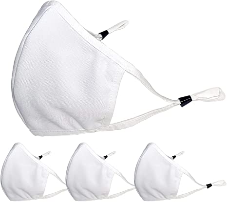 Reusable Washable Cool Comfortable Cloth Face Big Size Mask with Filter Pocket 4 Pack