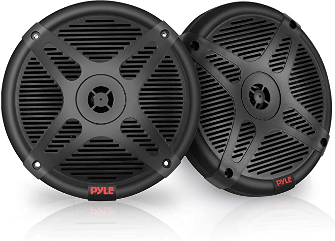 6.5 Inch Bluetooth Marine Speakers - 2-way IP-X4 Waterproof and Weather Resistant Outdoor Audio Dual Stereo Sound System with 600 Watt Power and Low Profile Design - 1 Pair - Pyle PLMRBT65B (Black)