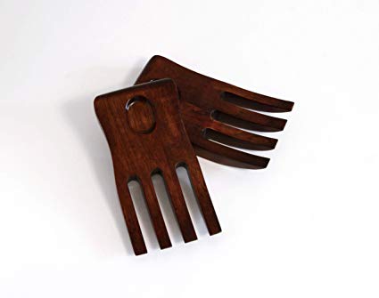 Lipper International 202 Cherry Finished Salad Hands, 3.75" x 6.75" x 1.88", One Pair