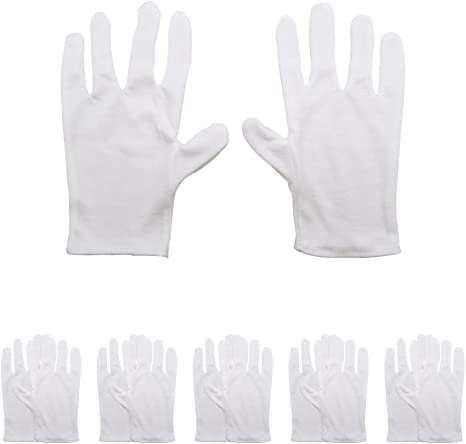 6 Pairs White Cotton Gloves - HYHP Cotton Cosmetic Moisturizing Gloves Hand Spa Gloves