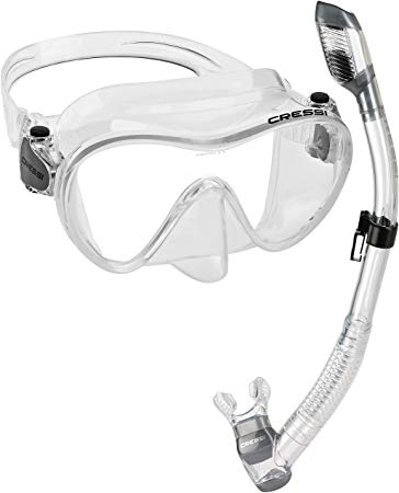 Cressi Italian Boutique Collection - Tempered Glass Lens Frameless Scuba Snorkeling Dive Mask - Splash Guard Dry Snorkel Set