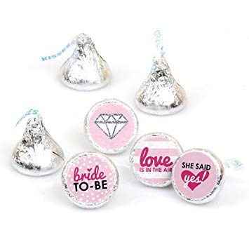 Bride-to-Be - Bridal Shower & Classy Bachelorette Party Round Candy Sticker Favors - Labels Fit Hershey’s Kisses (1 Sheet of 108)